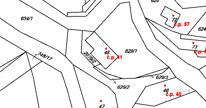Lindava 41, Cvikov na parcele st. 48 v KÚ Lindava, Katastrální mapa