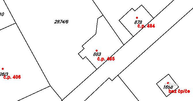 Cvikov II 485, Cvikov na parcele st. 883 v KÚ Cvikov, Katastrální mapa