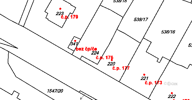 Chýnov 176 na parcele st. 224 v KÚ Chýnov u Tábora, Katastrální mapa