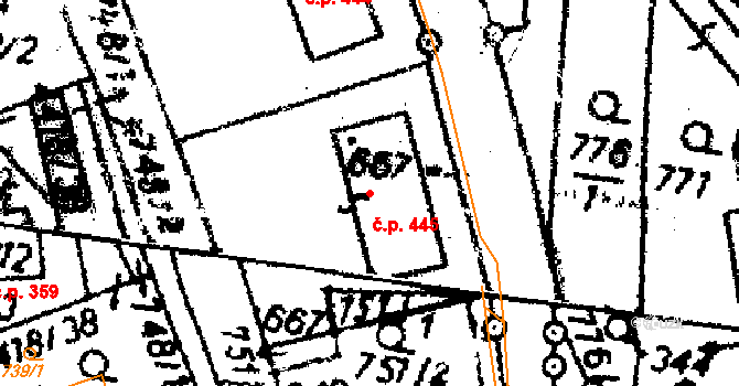 Dolní Dobrouč 445 na parcele st. 667 v KÚ Dolní Dobrouč, Katastrální mapa