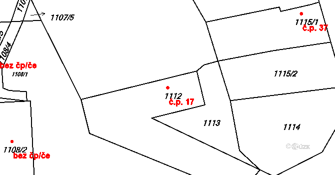 Radechov 17, Radonice na parcele st. 1112 v KÚ Radonice u Kadaně, Katastrální mapa