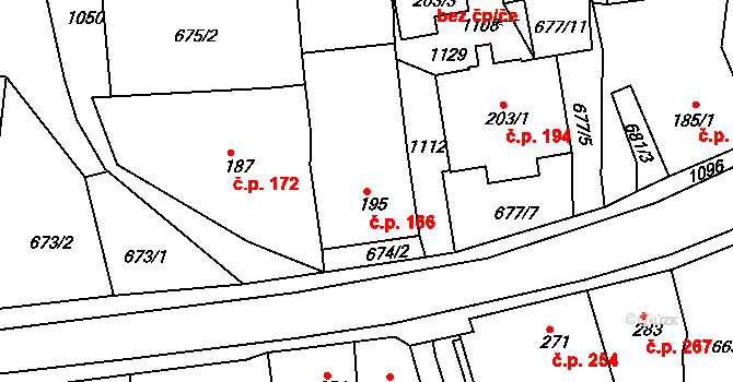 Bohosudov 166, Krupka na parcele st. 195 v KÚ Bohosudov, Katastrální mapa