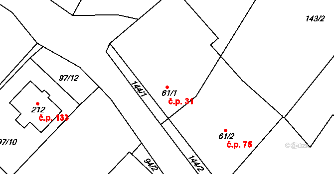 Římov 31 na parcele st. 61/1 v KÚ Římov na Moravě, Katastrální mapa