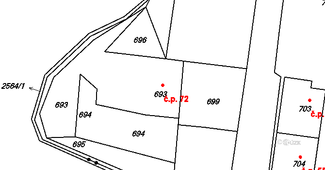 Skřečoň 72, Bohumín na parcele st. 693 v KÚ Skřečoň, Katastrální mapa