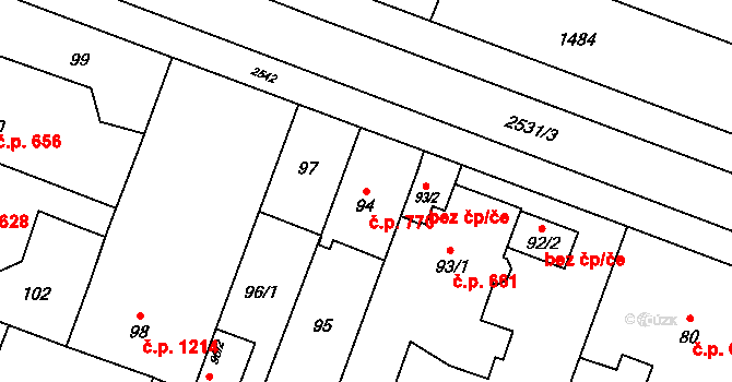 Nový Bohumín 770, Bohumín na parcele st. 94 v KÚ Nový Bohumín, Katastrální mapa