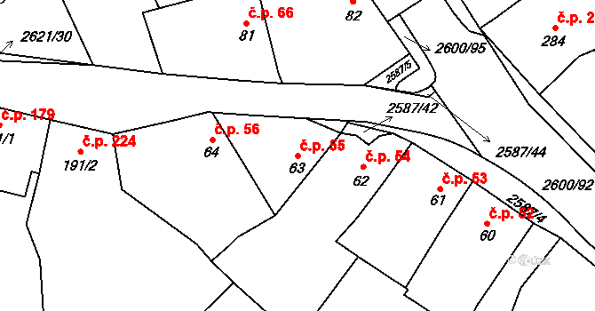 Horní Cerekev 55 na parcele st. 63 v KÚ Horní Cerekev, Katastrální mapa