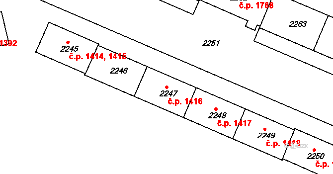 Sokolov 1416 na parcele st. 2247 v KÚ Sokolov, Katastrální mapa