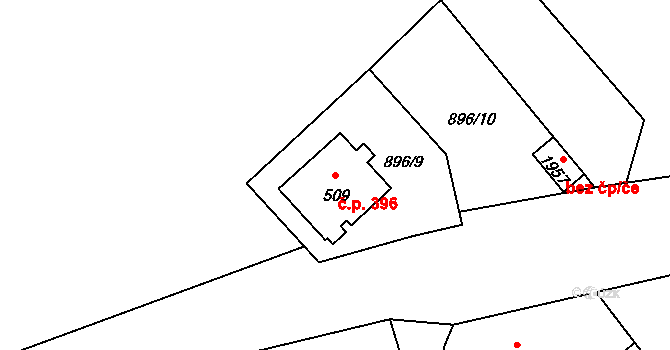 Úšovice 396, Mariánské Lázně na parcele st. 509 v KÚ Úšovice, Katastrální mapa