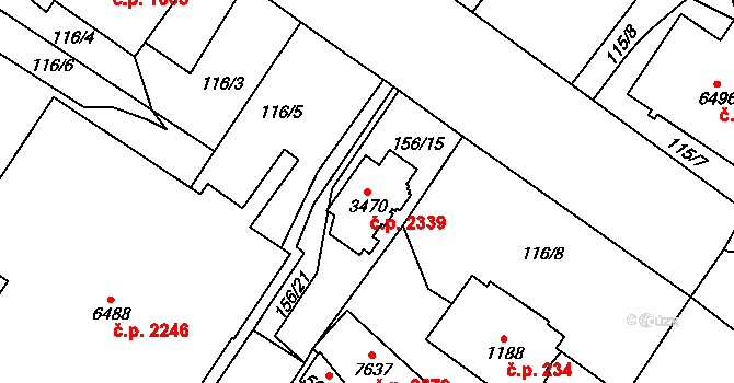 Cheb 2339 na parcele st. 3470 v KÚ Cheb, Katastrální mapa
