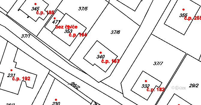 Luby 183, Klatovy na parcele st. 340 v KÚ Luby, Katastrální mapa
