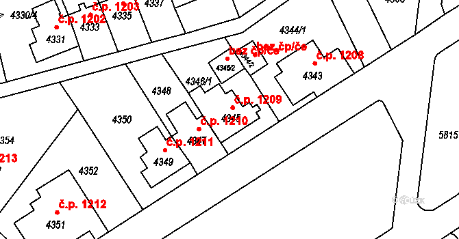 Záběhlice 1209, Praha na parcele st. 4345 v KÚ Záběhlice, Katastrální mapa