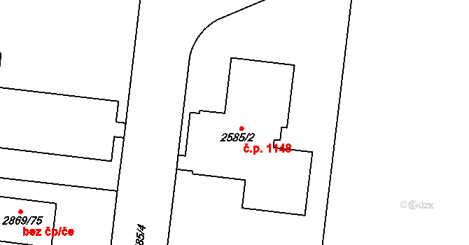Krč 1148, Praha na parcele st. 2585/2 v KÚ Krč, Katastrální mapa
