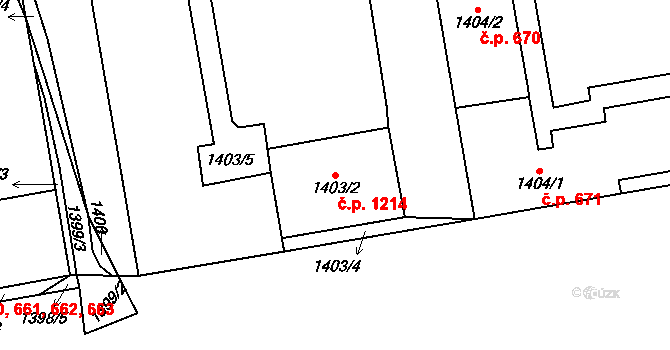 Vršovice 1214, Praha na parcele st. 1403/2 v KÚ Vršovice, Katastrální mapa