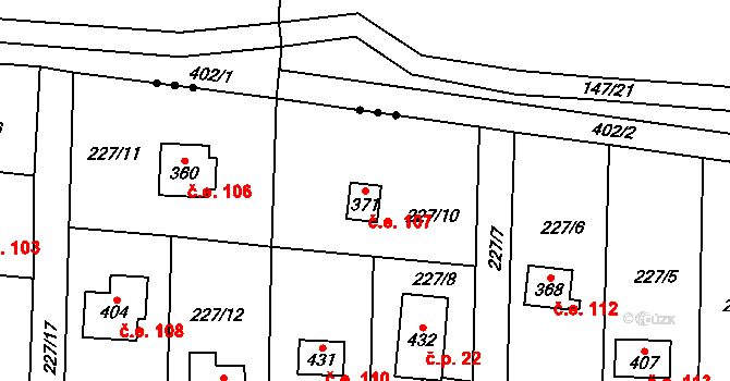 Lhotka 107, Svinaře na parcele st. 371 v KÚ Svinaře, Katastrální mapa