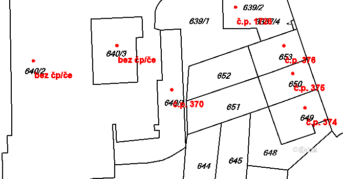 České Budějovice 6 370, České Budějovice na parcele st. 640/1 v KÚ České Budějovice 6, Katastrální mapa