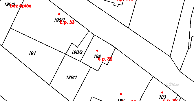 Stará Lípa 32, Česká Lípa na parcele st. 188 v KÚ Stará Lípa, Katastrální mapa