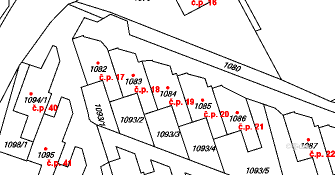 Sobotice 19, Český Dub na parcele st. 1084 v KÚ Český Dub, Katastrální mapa