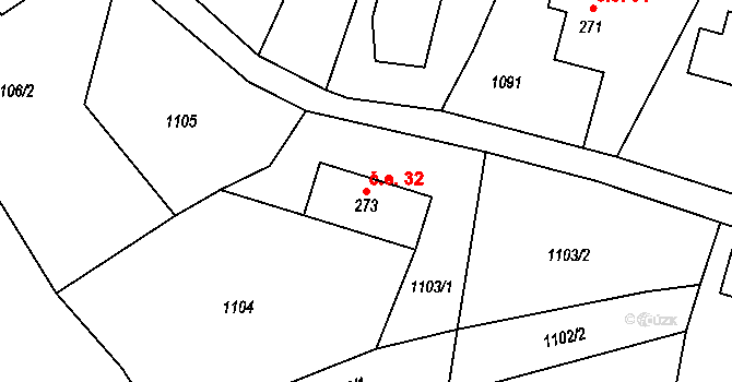 Polesí 32, Rynoltice na parcele st. 273 v KÚ Polesí u Rynoltic, Katastrální mapa