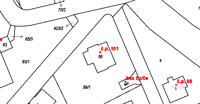 Liberec IX-Janův Důl 101, Liberec na parcele st. 88 v KÚ Janův Důl u Liberce, Katastrální mapa