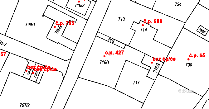 Liberec XIV-Ruprechtice 427, Liberec na parcele st. 716/1 v KÚ Ruprechtice, Katastrální mapa