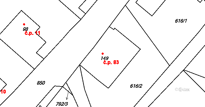 Liberec XXXIII-Machnín 83, Liberec na parcele st. 149 v KÚ Machnín, Katastrální mapa