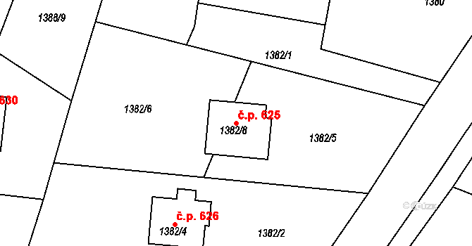 Bludovice 625, Havířov na parcele st. 1382/8 v KÚ Bludovice, Katastrální mapa