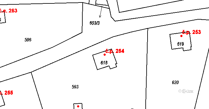 Proseč nad Nisou 254, Jablonec nad Nisou na parcele st. 618 v KÚ Proseč nad Nisou, Katastrální mapa