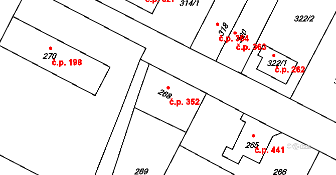 Vrbno pod Pradědem 352 na parcele st. 268 v KÚ Vrbno pod Pradědem, Katastrální mapa