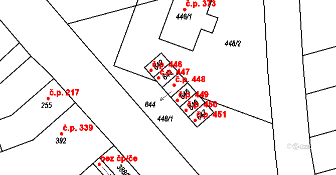 Rokytnice 448 na parcele st. 644 v KÚ Rokytnice u Přerova, Katastrální mapa