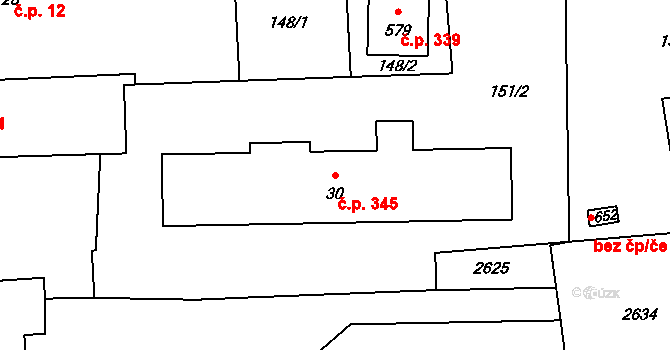 Čechtice 345 na parcele st. 30 v KÚ Čechtice, Katastrální mapa