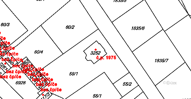 Kraslice 1975 na parcele st. 3252 v KÚ Kraslice, Katastrální mapa