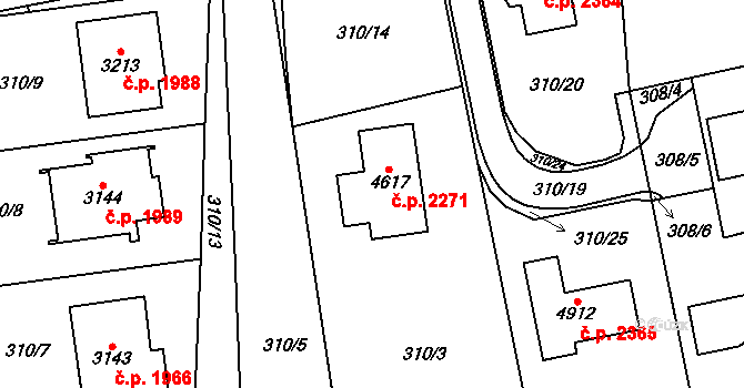Blansko 2271 na parcele st. 4617 v KÚ Blansko, Katastrální mapa