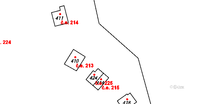 Loučná 213, Lom na parcele st. 410 v KÚ Loučná u Lomu, Katastrální mapa