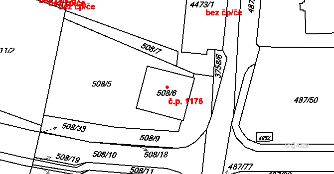 Žamberk 1176 na parcele st. 508/6 v KÚ Žamberk, Katastrální mapa