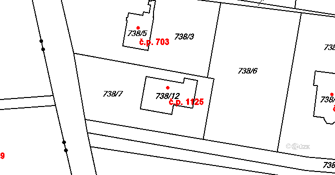Bludovice 1125, Havířov na parcele st. 738/12 v KÚ Bludovice, Katastrální mapa
