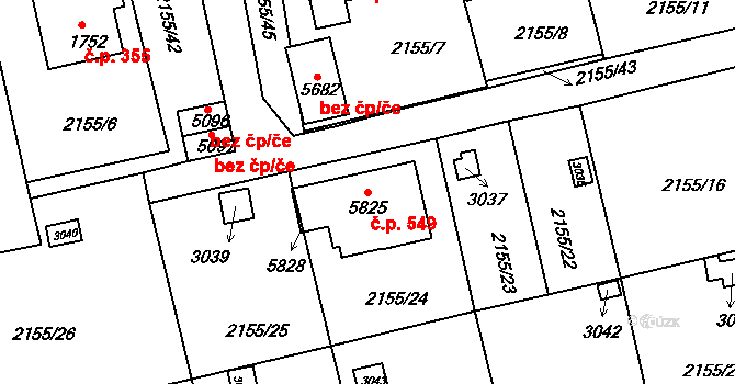 Horní Předměstí 549, Trutnov na parcele st. 5825 v KÚ Trutnov, Katastrální mapa