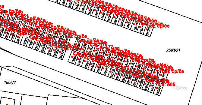 Předměstí 480, Litoměřice na parcele st. 2563/56 v KÚ Litoměřice, Katastrální mapa