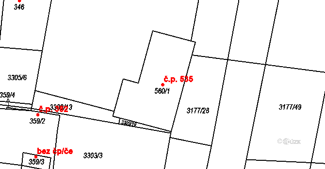 Řevničov 535 na parcele st. 560/1 v KÚ Řevničov, Katastrální mapa