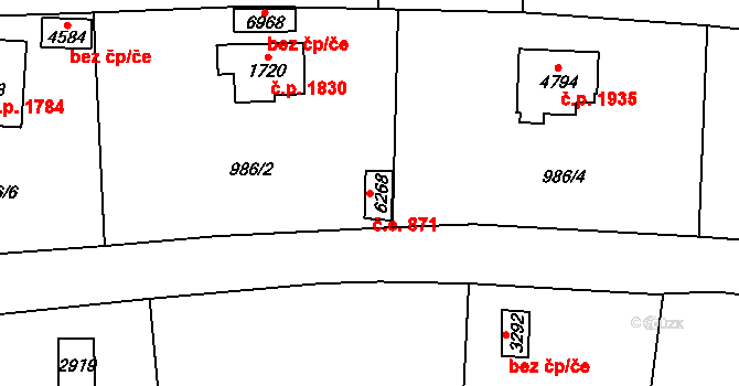 Cheb 871 na parcele st. 6268 v KÚ Cheb, Katastrální mapa