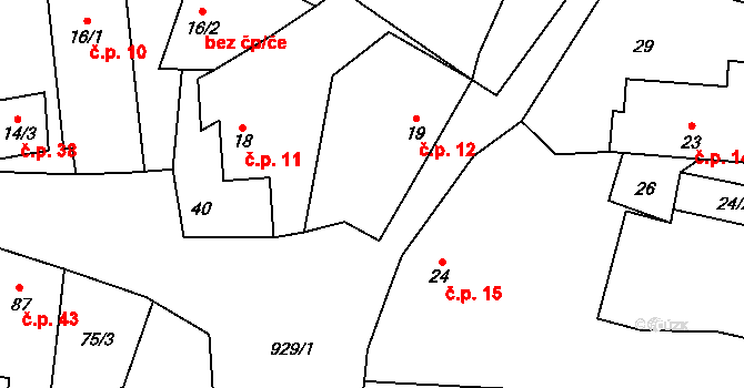 Arnoštovice 12, Heřmaničky na parcele st. 19 v KÚ Arnoštovice, Katastrální mapa