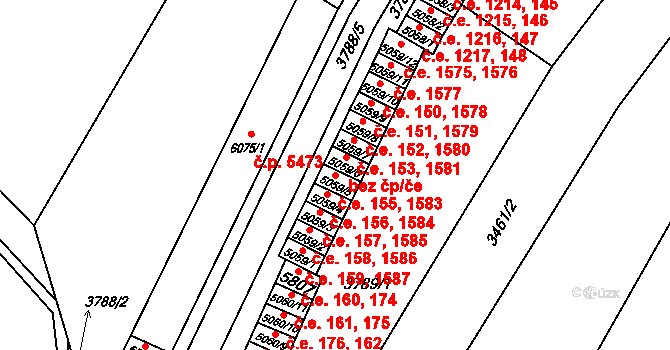 Zlín 155,1583 na parcele st. 5059/5 v KÚ Zlín, Katastrální mapa