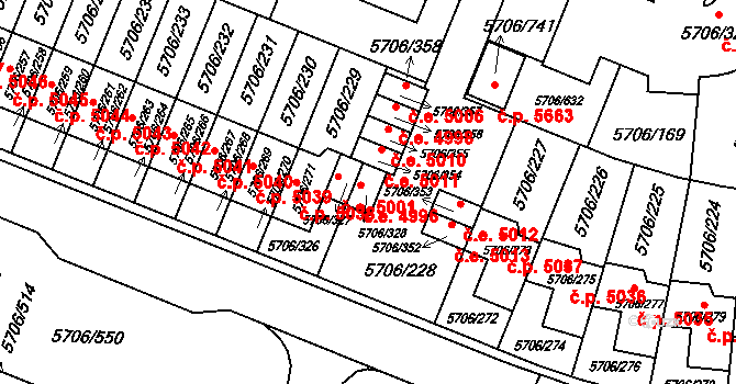 Jihlava 5001 na parcele st. 5706/327 v KÚ Jihlava, Katastrální mapa