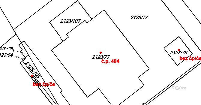 Vyškov-Město 484, Vyškov na parcele st. 2123/77 v KÚ Vyškov, Katastrální mapa