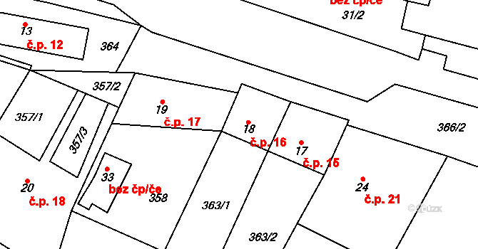 Maňová 16, Pernštejnské Jestřabí na parcele st. 18 v KÚ Maňová, Katastrální mapa