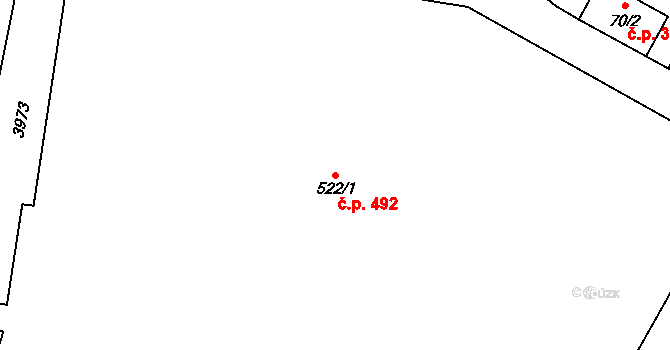 Hranice 492 na parcele st. 522/1 v KÚ Hranice u Aše, Katastrální mapa