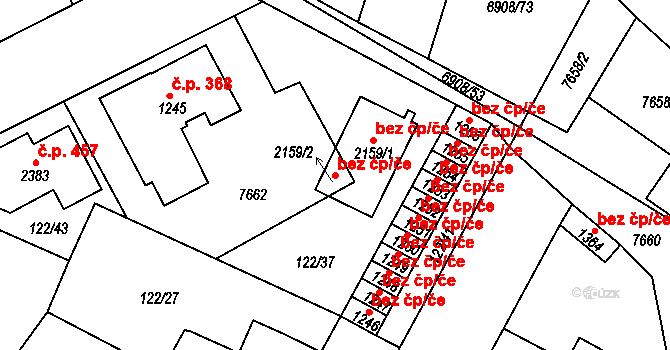 Telč 39696791 na parcele st. 2159/2 v KÚ Telč, Katastrální mapa