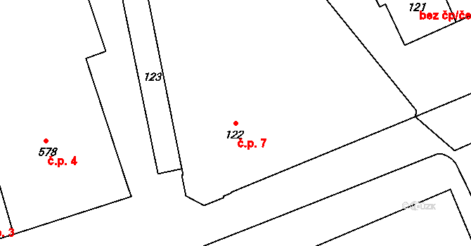Fryšták 7 na parcele st. 122 v KÚ Fryšták, Katastrální mapa