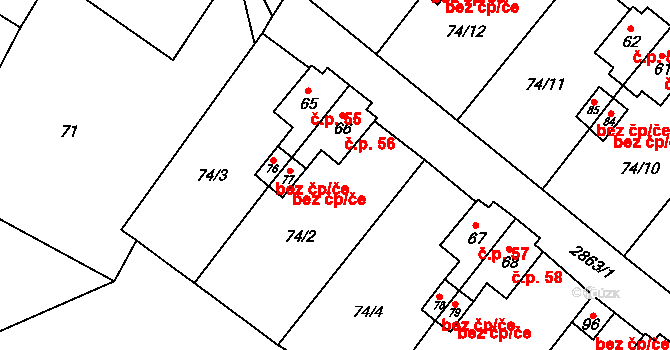 Bor 41416791 na parcele st. 77 v KÚ Kurojedy, Katastrální mapa