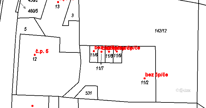 Čachrov 42623791 na parcele st. 11/7 v KÚ Čachrov, Katastrální mapa
