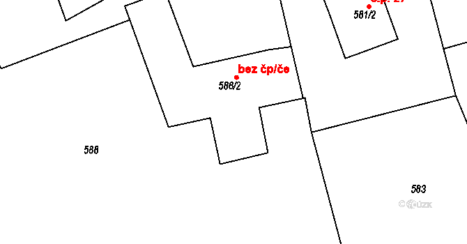 Meclov 45244791 na parcele st. 586/2 v KÚ Mračnice, Katastrální mapa